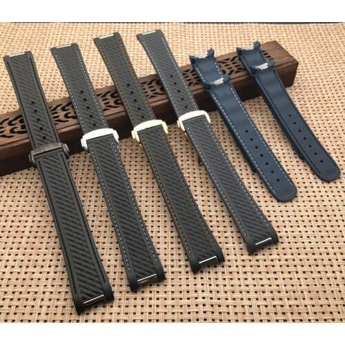 Black Blue New 20mm Watchband Curved End Silicone Rubber Watch band with for Omega strap Seamaster 300 AQUA TERRA AT150 8900