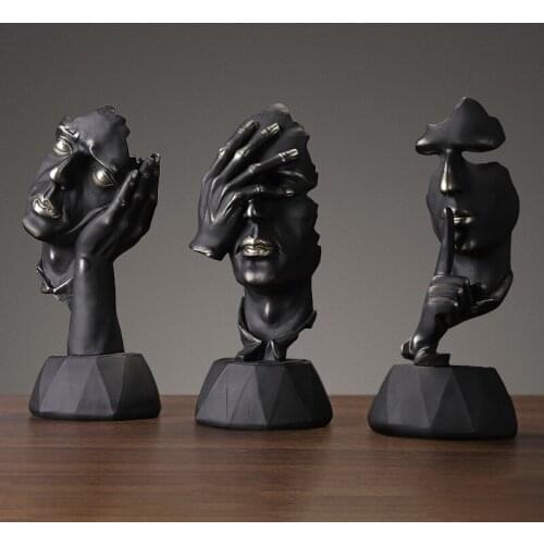 Luxury Resin Thinker Sculpture Miniature Model Silence Is Golden Figurines Art Crafts Ornaments Home Decoration Gift European