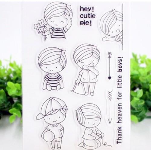 SCS121 Boy Silicone Clear Stamps for Scrapbooking DIY Album Cards Decoration Embossing Folder Craft Rubber Stamp Molds Tool