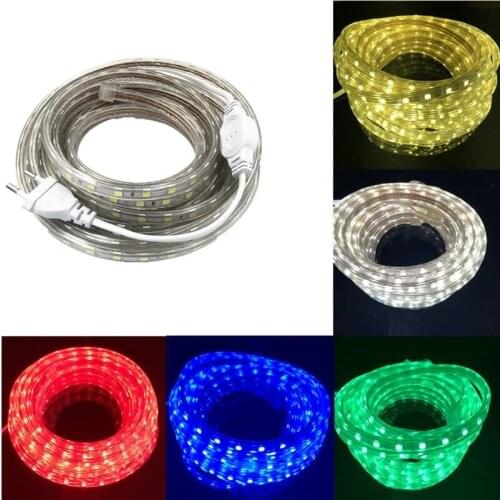 SMD 5050 AC220V LED Strip Flexible Light 60leds/m Waterproof Led Tape LED Light With Power Plug 1M/2M/3M/5M/6M/8M/9M/10M/15M/20M