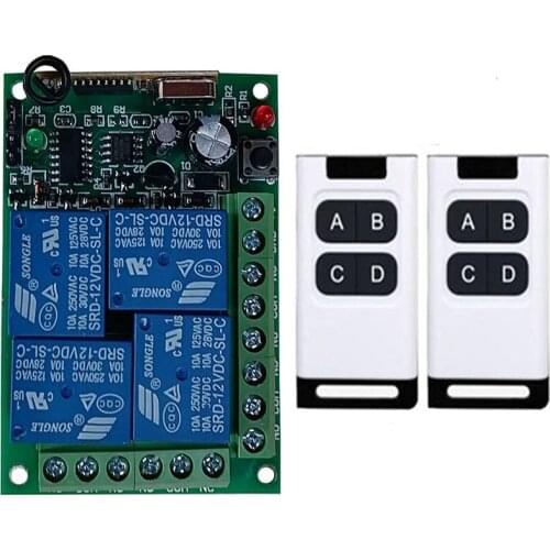 Universal remote control DC 12V 24V 4CH Relay RF Wireless Remote Control Switch 433 MHz Remote controller And Receiver garage