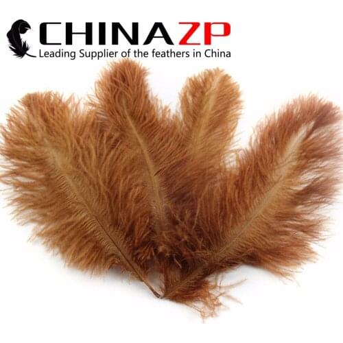Leading Supplier CHINAZP Factory 10"-12" (25-30cm) 100pcs/lot Good Quality Dyed Brown Natural Ostrich Feathers