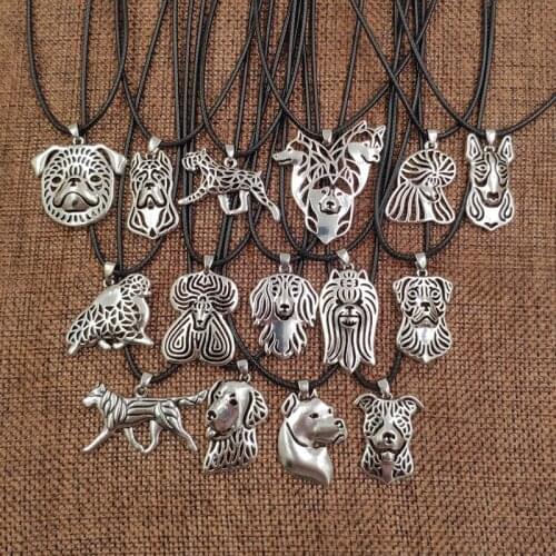 Rope Necklace Dog Animal Pendant Antique Husky Pomeranian Poodle Jewelry For Women Male Female Punk Cute