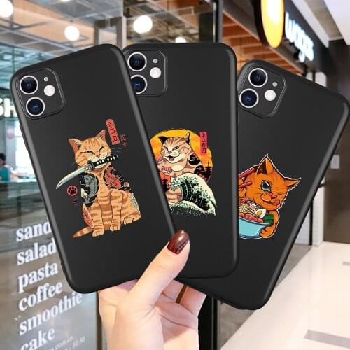 Japan Etui Anime Cat Print Cute Cartoon Phone Case for IPhone 12 Mini 5 6 6S 7 8 SE Plus X XS XR 11 Pro Max Funda Silicone Cover