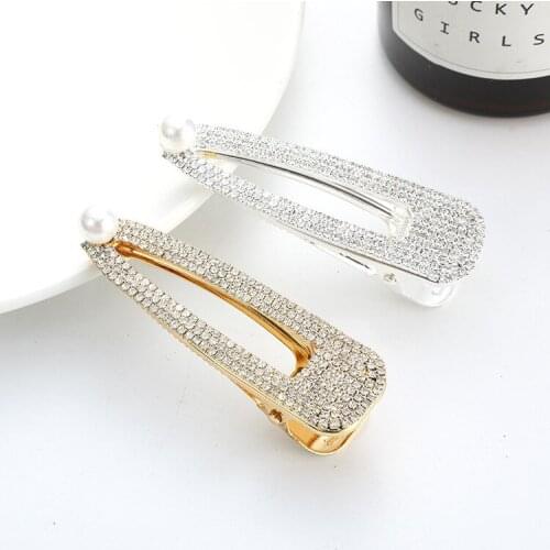 Korean Version Of The 2019 Fashion New Hairpin Network Red Bride Headdress Crystal Pearl Bangs Clip Hair Accessories Wholesale