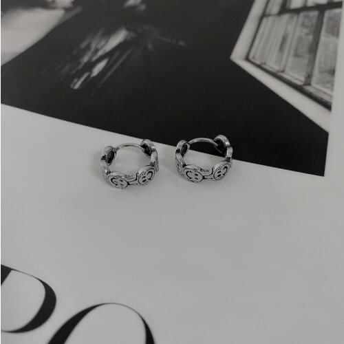 Origin Summer Unique Design Metal Smile Face Hoop earrings for Women Korean Fashion Party earrings Jewelry Accessories