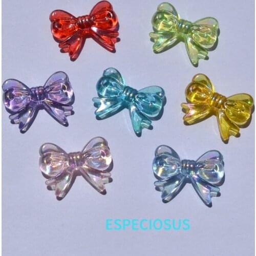 DIY Necklace Department Cartoon Bow Charms Mix Color Plated Bowknot Pendants Acrylic beads 30*24MM Jewelry Making Findings 10pcs