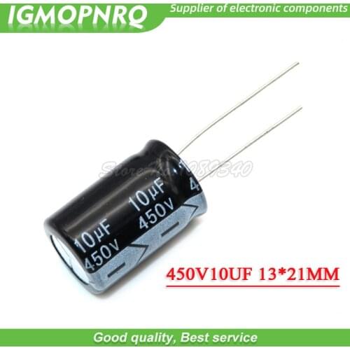 10PCS 450V10UF 13*21mm 10UF 450V 13*21 Aluminum electrolytic capacitor
