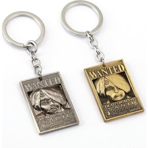 10/pcs ONE PIECE Wanted Poster Key Chain Sanji Warrant Key Rings Gift Chaveiro Car Keychain Jewelry Anime Key Holder Souvenir