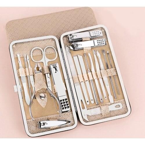 19Pcs Full Set Nail Beauty Set Manicure Cutters Nail Clipper Set Household Stainless Steel Ear Spoon Pedicure Nail Scissors Tool