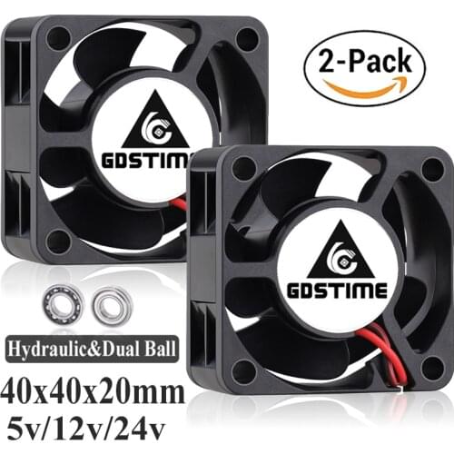 Gdstime 2 Pcs DC 5V 12V 24V 40mm Cooling Fan 40mm x 20mm Small Brushless Cooler Fan 40x40x20mm 4cm 4020 Computer case Heatsink