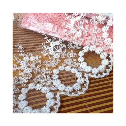 5Yard/lot DIY handmade lace fabric clothing wedding dress accessories retro mesh embroidery cotton lace trim 18cm black white