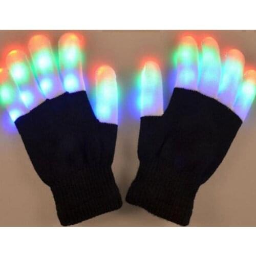 50pair Flashing Fingertip Light 7 Mode LED Gloves Mittens Costumes Rave Party Skating Riding Party Accessory DHL