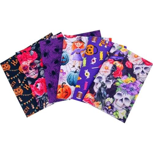 6 Pieces Halloween Cotton Fabric Quilting Floral Patchwork Squares Bundle Craft