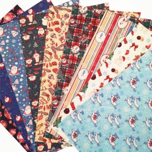 Glitter Christmas Faux Leather Sewing Fabric Santa Claus DIY Gift Wrap Holiday Party Decor Home Supplies For Bows Earring Making