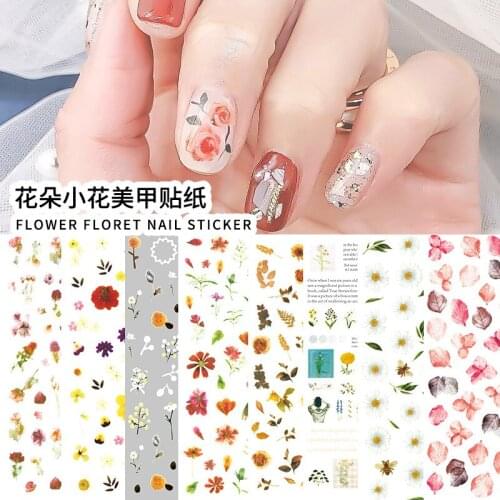 Cheap 1 Full Sticker Nail Art Sticker 3d Waterproof Sticker Retro Flower Design Directly Paste Nails Art Deco Accessories Decals