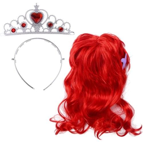 Kids Girls Mermaid Party Outfits Accessory Princess Headband Tiaras Hair Wigs Starfish Clip Headwear Halloween Role Play Costum