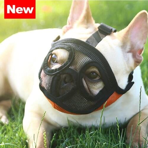 Short Snout Pet Dog Muzzles Adjustable Breathable Mesh French Bulldog Pug Mouth Muzzle Mask Anti Stop Barking Supplies