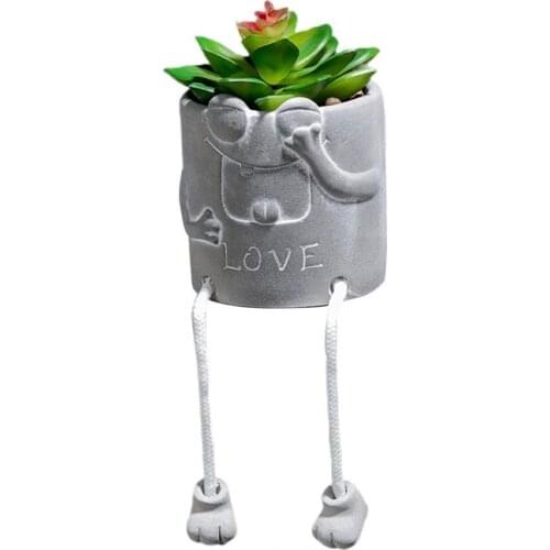 Doll Artificial Bonsai Handmade Desktop Decoration Cement Hanging Feet Doll Simulated Succulent Plant Decoration