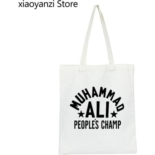 Legendary Boxer Muhammad Ali Print Eco Reusable Shopping Bag Casual Streetwear Fashion Canvas Bag Pacakge Ulzzang Canvas Tote