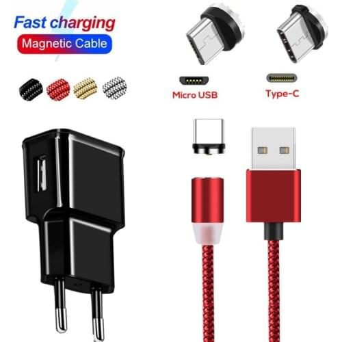 Magnetic usb charging cable Micro USB C For Xiaomi MI 9 Huawei p30 lite p40 E pro p10 lite p smart Z Magnet Fast phone Charger