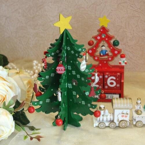 Mini Christmas Tree Decoration Wood Landscaping with Little Pendant Home Desktop Ornament DIY Kid Xmas Decorations For Home Gift