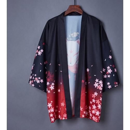 Fashion Chinese Style Kimono Fox Mask Printing Women Cardigan Summer Loose Beach Travel Thin Coat Orientale Femme Plage Cosplay