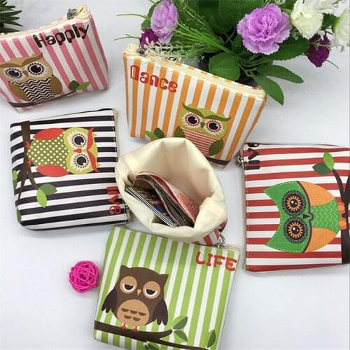 Fashion Cute Cartoon Owl Pencilcase Card Key Bag PU Leather Cosmetic Bags Makeup Handbags Storage Coin Wallets Stationery Gift