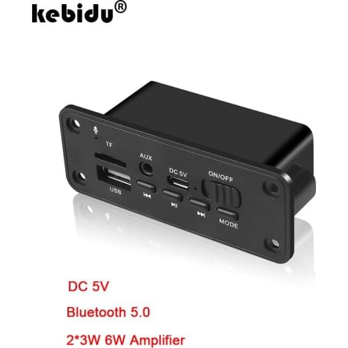 Kebidu MP3 Player Decoder Board 2 x 3W Speaker Car FM Radio Module 5V Car Handsfree Bluetooth 5.0 TF USB AUX Audio