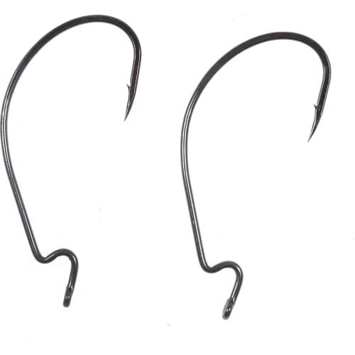 100PCS Wide Gap Worm Hooks Black Bleeding Bait Carolina/Texas Rig Hooks for Soft Plastic Lure Bass Fishing