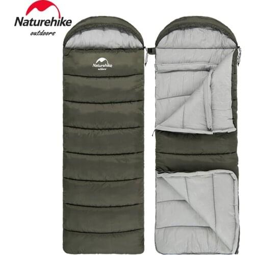 Naturehike Sleeping Bag Outdoor Lightweight Ultralight Cotton Winter Sleeping Bag Envelope Hooded Cotton Sleeping Bag