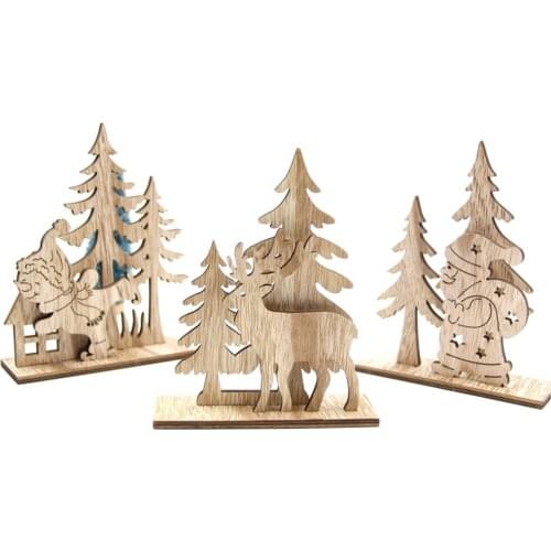 Unfinished Wooden Christmas Santa Claus Snowman Elk Reindeer Christmas Tree for Xmas Embellishments Hanging Ornaments