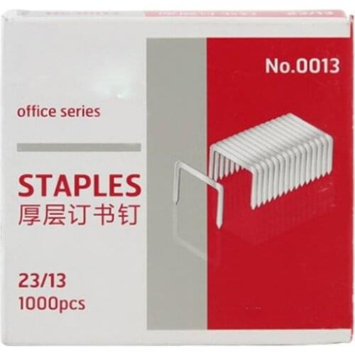 NO.0013 Heavy Duty Staples 23/13 1000pcs Silver Metal Booking Binding Staples Office School Supplies(1 Box)