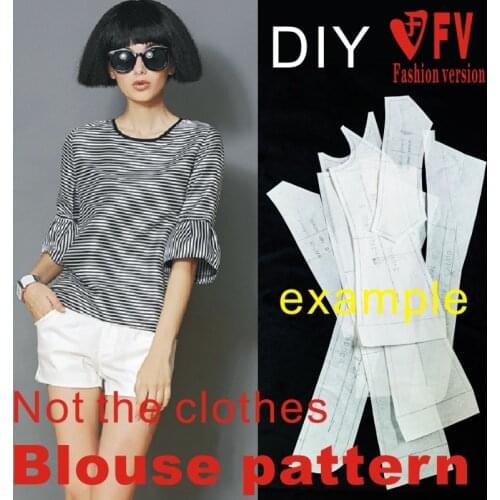 Clothing DIY pattern womens lotus leaf sleeves round neck small shirt cutting drawings 1:1 pattern physical BXS-10