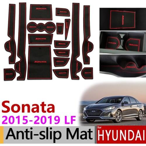 Anti-Slip Rubber Mats Gate Slot Cup Mat for Hyundai Sonata LF 2015 2016 2017 2018 2019 17pcs Accessories Stickers Car Styling