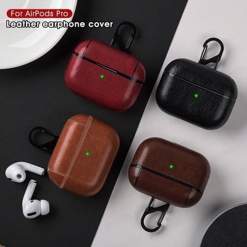 Fashion Leather Earphone Case For Apple AirPods Pro Cases Black Brown Bag Cover For AirPods Pro Headphone Charging Coque