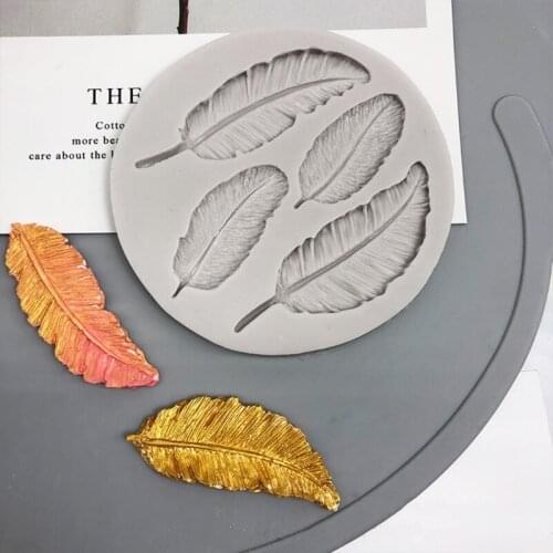 Silicone Fudge Mold Feather Shape Exquisite Handmade DIY Candle Resin Crafts Cake Kitchen Decoration Tools