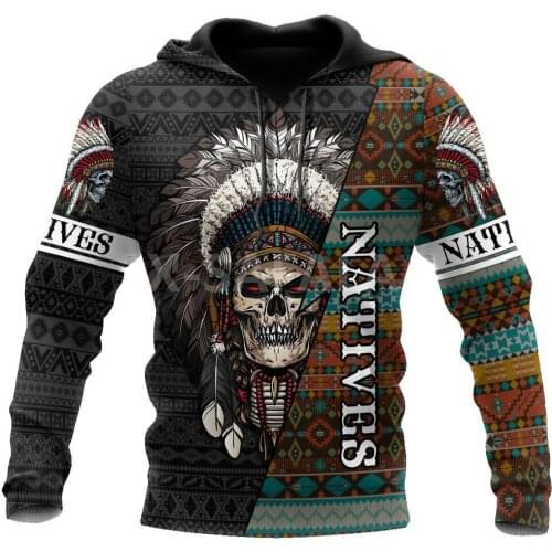 Native Indian Blood Loving Skulls 3D All Print Size Hoodie Man Women Harajuku Outwear Zipper Pullover Sweatshirt Casual Unisex