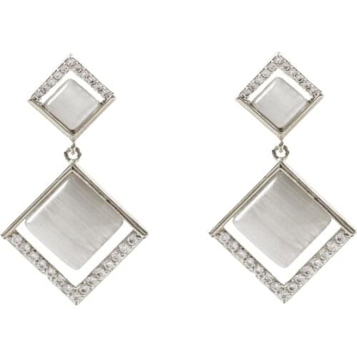 LANFLORA Trendy Geometrical element zircon women earrings for birthday party gift copper alloy earrings wholesale price