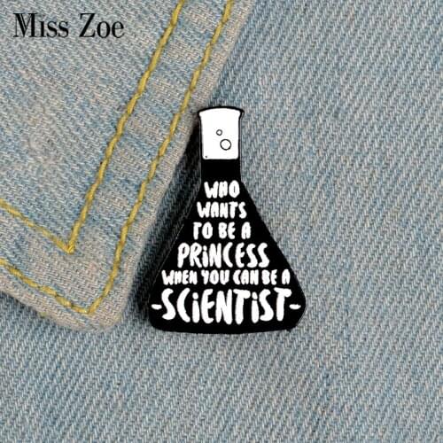 Scientist Enamel Pin Beaker Chemistry Experiment Brooches for Bag Clothes Lapel Pin Science Princess Badge Jewelry Gift Friends