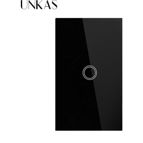 UNKAS US Standard Smart Switch 1 Gang 1 Way Touch Sensor Switch power Luxury Crystal Glass Single Fire Line Wall Light Switch