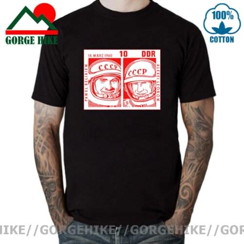 GorgeHike 2020 Latest Funny Design CCCP Pawel Beljajew & Alexei Leonow stamp T shirts men Great Soviet USSR Space Hero T-shirts