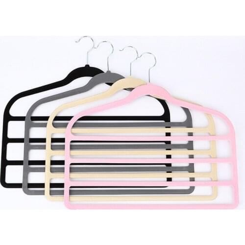 5Pcs/Bag New Design Multi-Layer Velvet Hangers for Pants Trousers Jeans Scarf Wardrobe Closet Room No Harm To Clothes