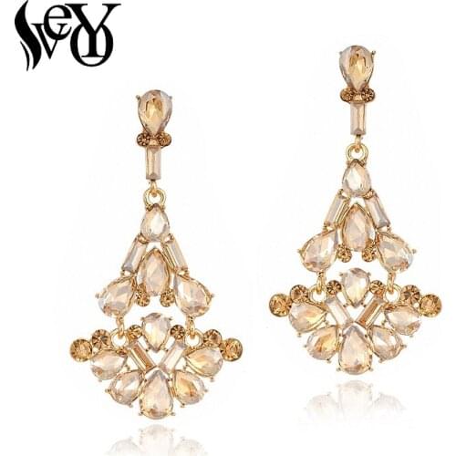 VEYO Luxury Crystal Rhinestone Long Drop Earrings Wedding Party Earring for Woman Fashion Jewelry Brincos