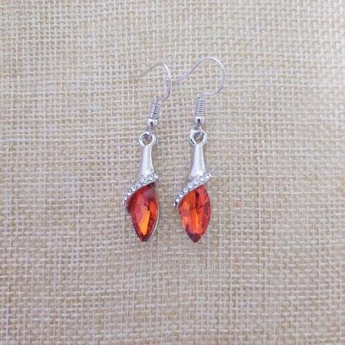 High-end jewelry 925 sterling silver ladies ear hooks, one heart and one silver water red crystal earrings E0209