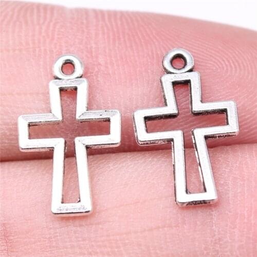 WYSIWYG 20pcs 17x11mm Vintage Hollow Cross Charms Charm For Jewelry Making Antique Bronze Color Cross Charms Charm Small Cross