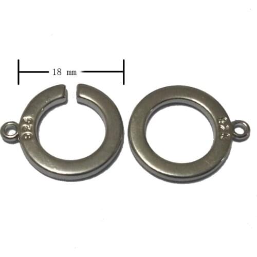 18mm Single Row 925 Sterling Silver Double Jump Ring Interlocking Jewelry Clasp