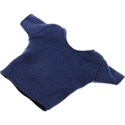 1/6 Blue Cotton Male T-Shirt Short Sleeve Tops Round Neck for 12