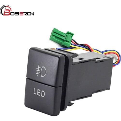 1PC Car LED Light Switch Front Fog Light Switch Button with Connection Wire for Toyota Dual Switch
