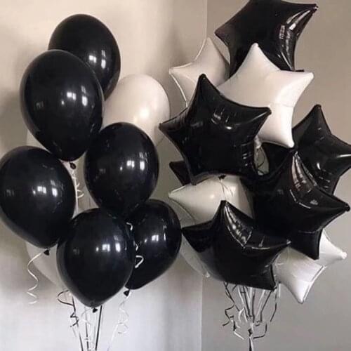 10pcs/lot 18inch White Black Star Foil Balloons Birthday Wedding Party Decoration Supplies 2.3g Helium Globos Baby Toys Balloons